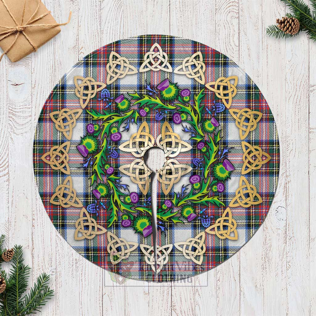 Tartan Vibes Clothing Dennistoun Tartan Christmas Tree Skirt with Thistle Celtic Knot Style