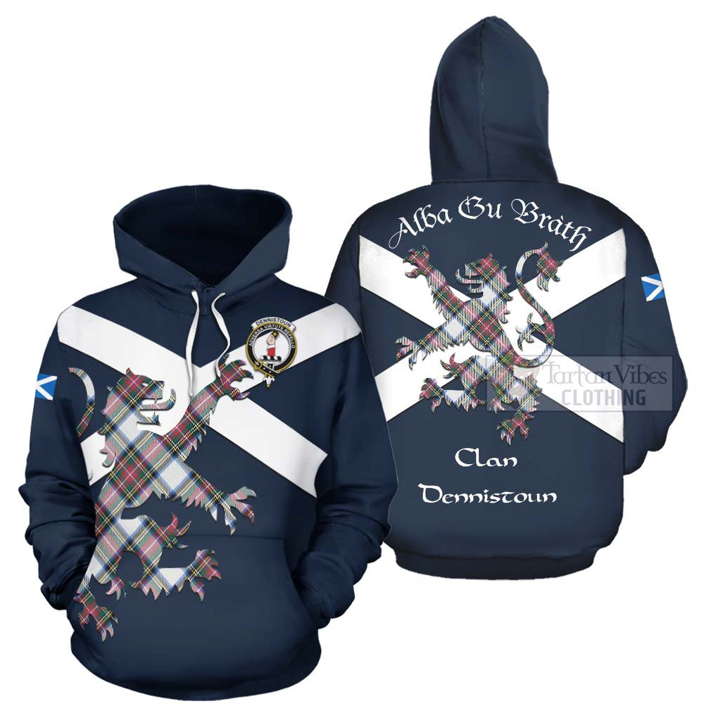 Tartan Vibes Clothing Dennistoun Tartan Lion Rampant Hoodie – Proudly Display Your Heritage with Alba Gu Brath and Clan Name