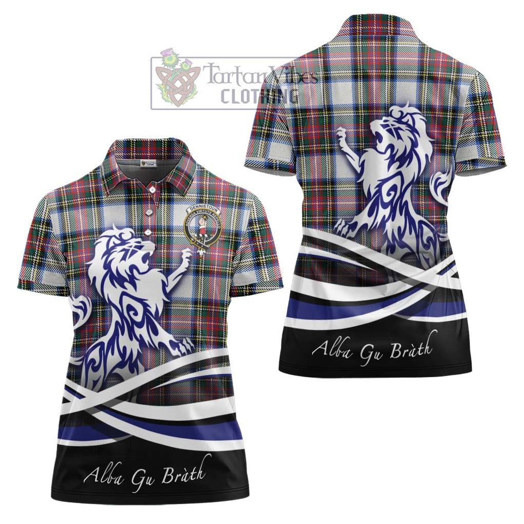 Dennistoun Tartan Women's Polo Shirt with Alba Gu Brath Regal Lion Emblem Women - Tartanvibesclothing Shop