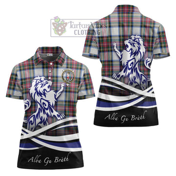 Dennistoun Tartan Women's Polo Shirt with Alba Gu Brath Regal Lion Emblem