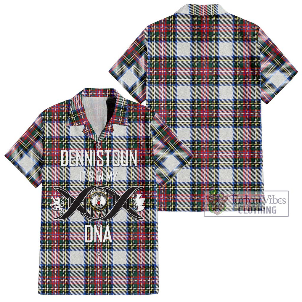 Dennistoun Tartan Short Sleeve Button Shirt with Family Crest DNA In Me Style Kid - Tartanvibesclothing Shop