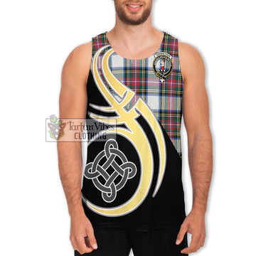 Dennistoun Tartan Men's Tank Top with Family Crest and Celtic Symbol Style