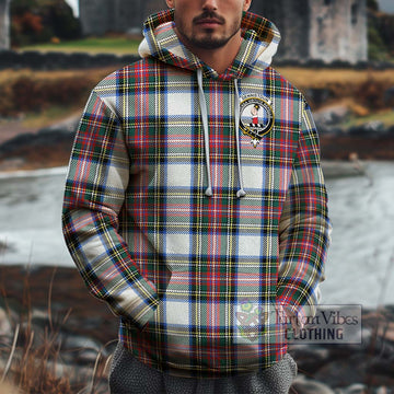 Dennistoun Tartan Cotton Hoodie with Family Crest