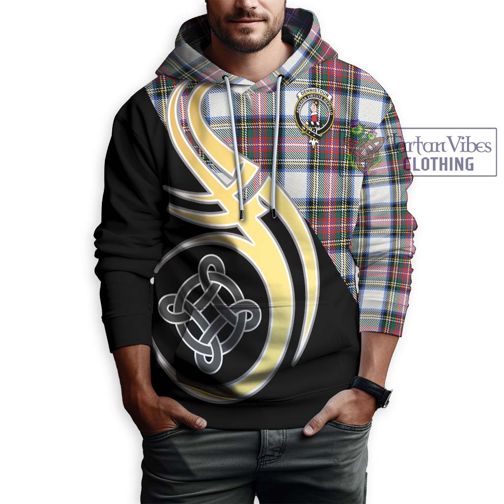 Dennistoun Tartan Hoodie with Family Crest and Celtic Symbol Style Zip Hoodie - Tartan Vibes Clothing