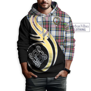 Dennistoun Tartan Hoodie with Family Crest and Celtic Symbol Style