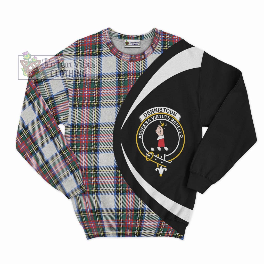 Dennistoun Tartan Sweatshirt with Family Crest Circle Style Unisex - Tartan Vibes Clothing