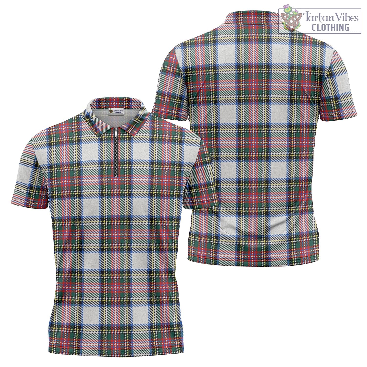 Tartan Vibes Clothing Dennistoun Tartan Zipper Polo Shirt