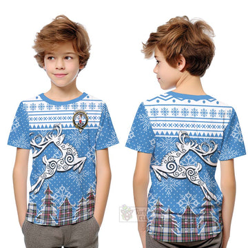 Dennistoun Clan Christmas Kid T-Shirt Celtic Reindeer Style