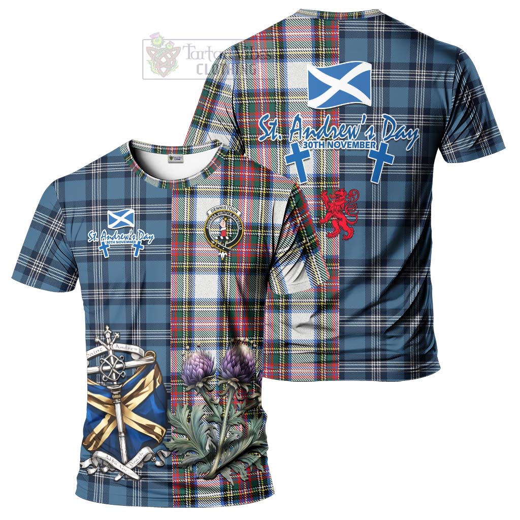 Tartan Vibes Clothing Dennistoun Tartan T-Shirt Happy St. Andrew's Day Half Tartan Style