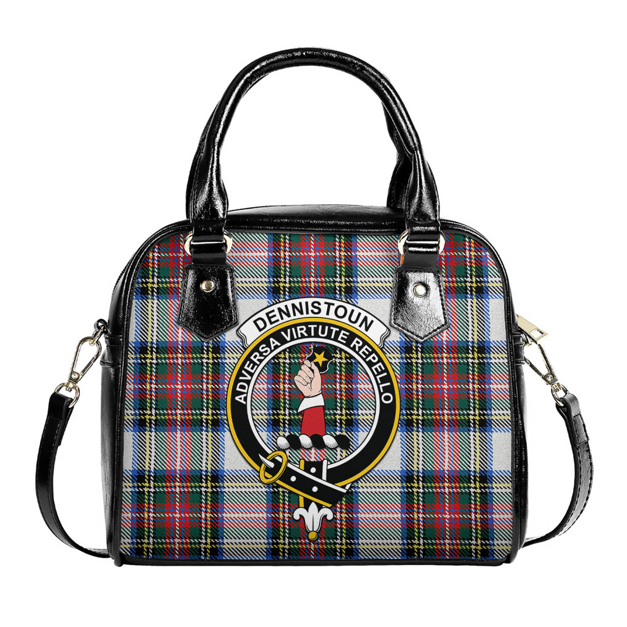 Dennistoun Tartan Shoulder Handbags with Family Crest One Size 6*25*22 cm - Tartanvibesclothing