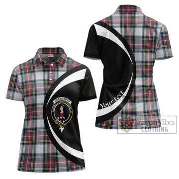 Dennistoun Tartan Women's Polo Shirt with Family Crest Circle Style