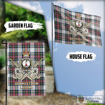 Dennistoun Tartan Flag with Clan Crest and the Golden Sword of Courageous Legacy