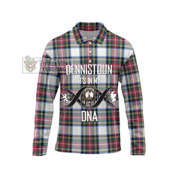 Dennistoun Tartan Long Sleeve Polo Shirt with Family Crest DNA In Me Style