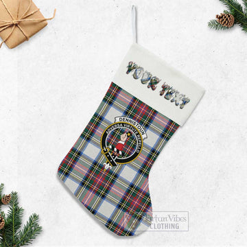 Dennistoun Tartan Family Crest Christmas Stocking with Personalized Text - Tartan Vibes Clothing