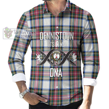 Dennistoun Tartan Long Sleeve Button Shirt with Family Crest DNA In Me Style