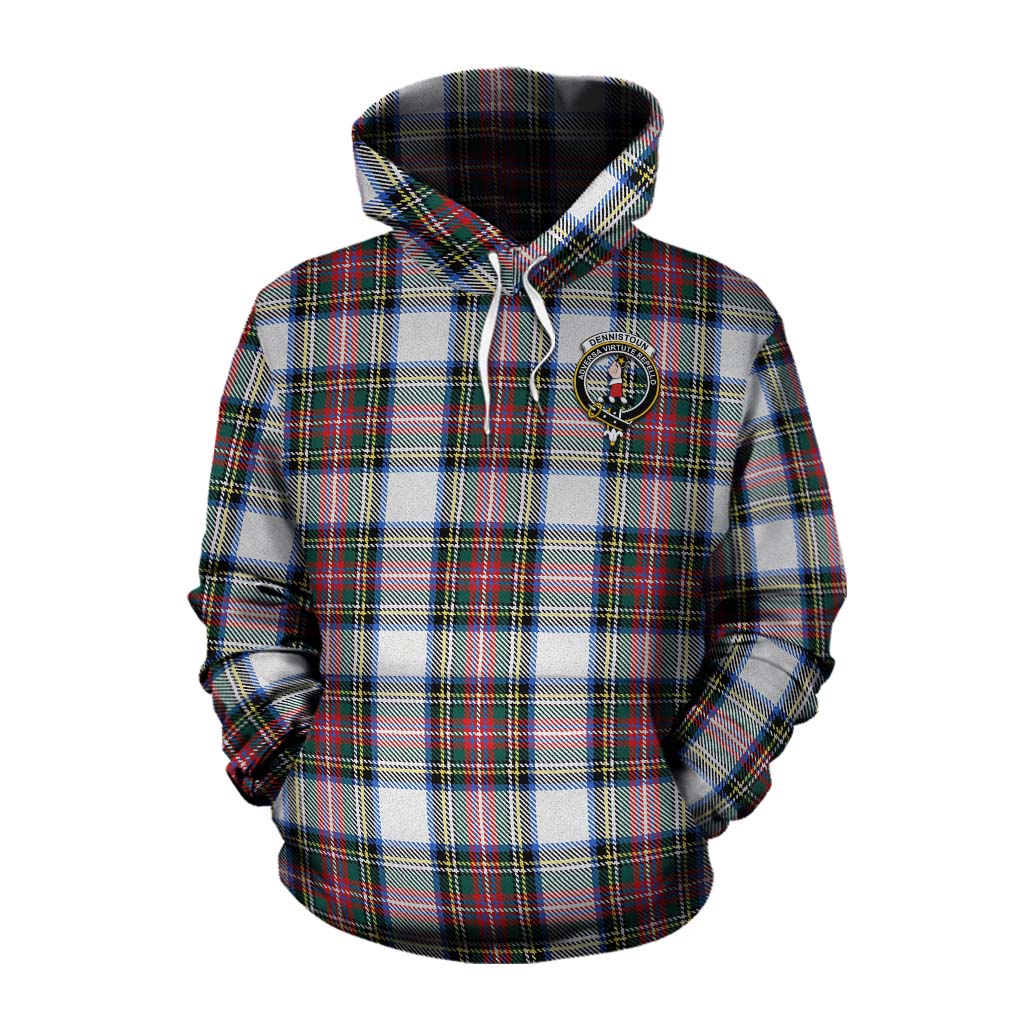 Dennistoun Tartan Cotton Hoodie with Family Crest Celtic Skull Style Pullover Hoodie XS - Tartan Vibes Clothing