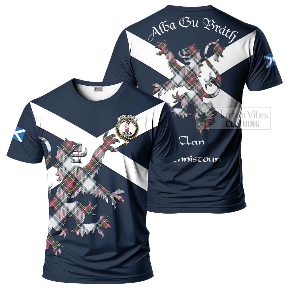 Tartan Vibes Clothing Dennistoun Tartan Lion Rampant T-Shirt – Proudly Display Your Heritage with Alba Gu Brath and Clan Name