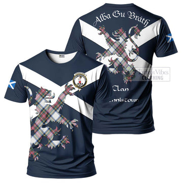 Dennistoun Tartan Lion Rampant T-Shirt Proudly Display Your Heritage with Alba Gu Brath and Clan Name