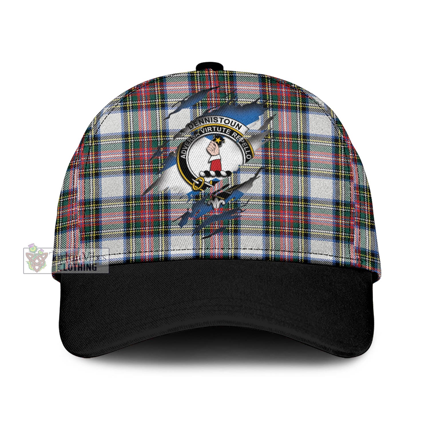 Tartan Vibes Clothing Dennistoun Tartan Classic Cap with Family Crest In Me Style