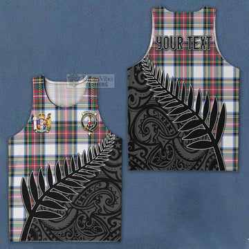 Dennistoun Crest Tartan Men's Tank Top with New Zealand Silver Fern Half Style