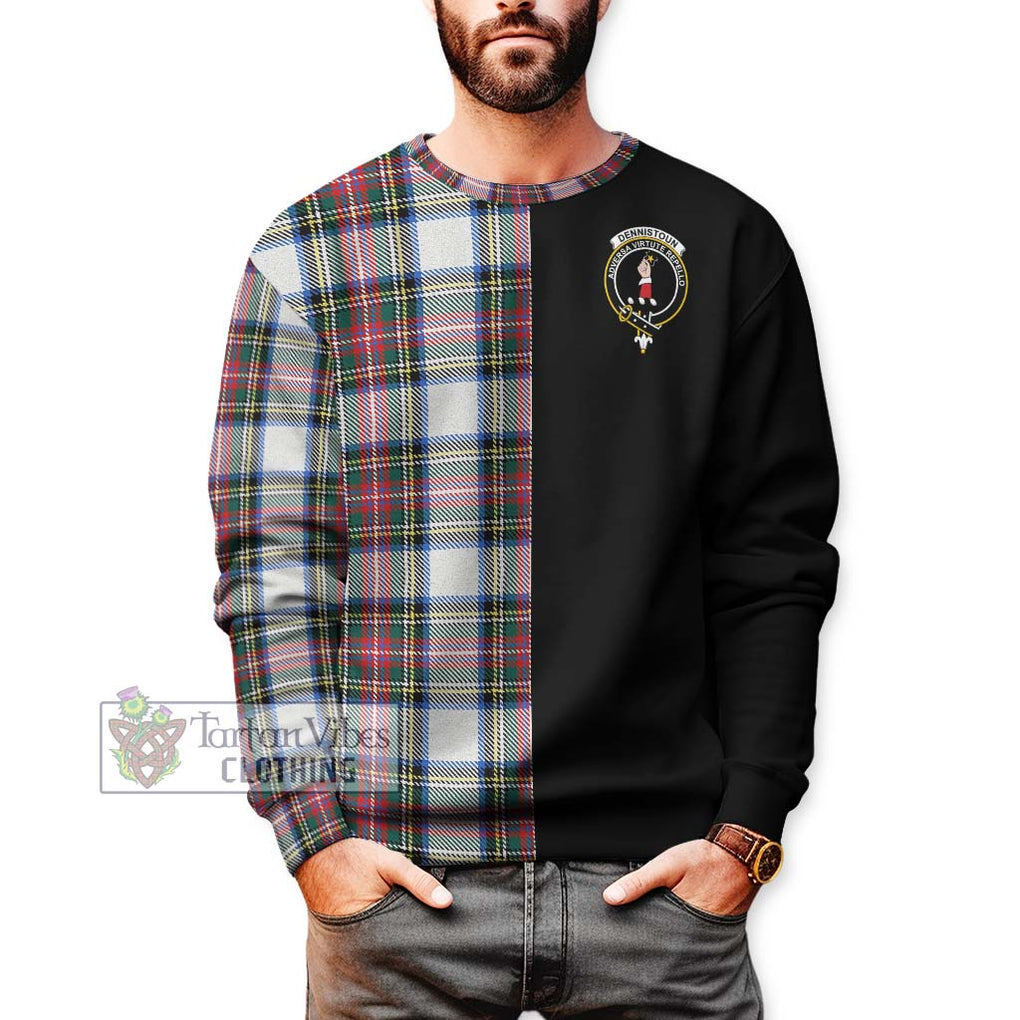 Dennistoun Tartan Sweatshirt with Family Crest and Half Of Me Style Unisex - Tartanvibesclothing Shop