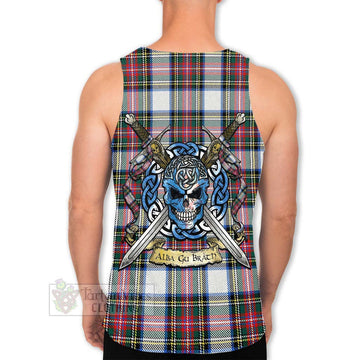 Dennistoun Tartan Men's Tank Top with Family Crest Celtic Skull Style