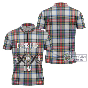 Dennistoun Tartan Zipper Polo Shirt with Family Crest DNA In Me Style