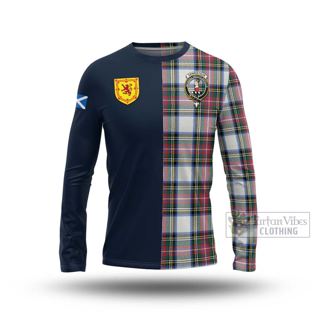 Tartan Vibes Clothing Dennistoun Tartan Long Sleeve T-Shirt with Scottish Lion Royal Arm Half Style