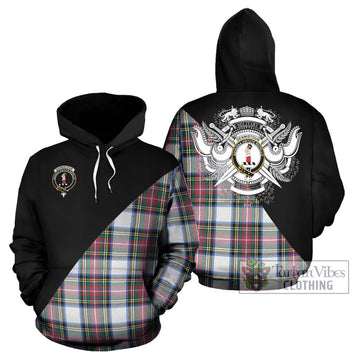 Dennistoun Tartan Hoodie with Family Crest and Military Logo Style