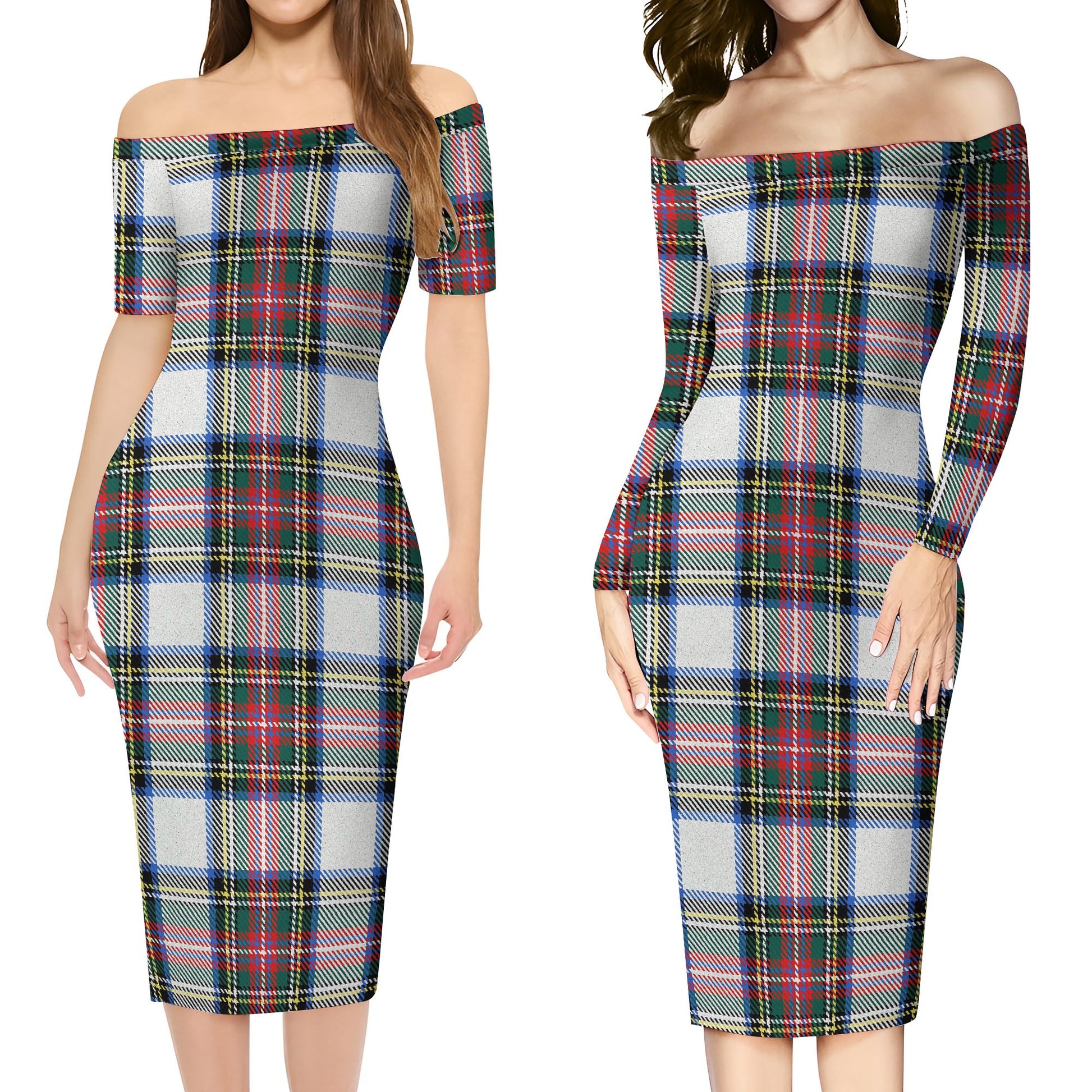 Dennistoun Tartan Off Shoulder Lady Dress Women's Dress - Tartanvibesclothing