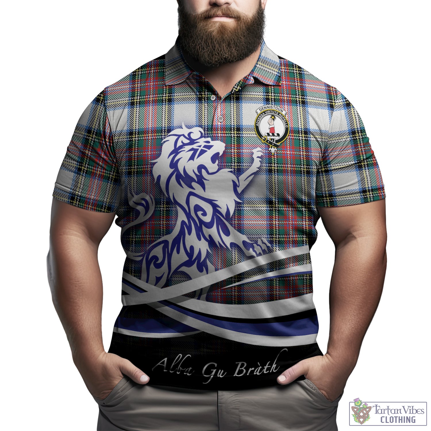 dennistoun-tartan-polo-shirt-with-alba-gu-brath-regal-lion-emblem