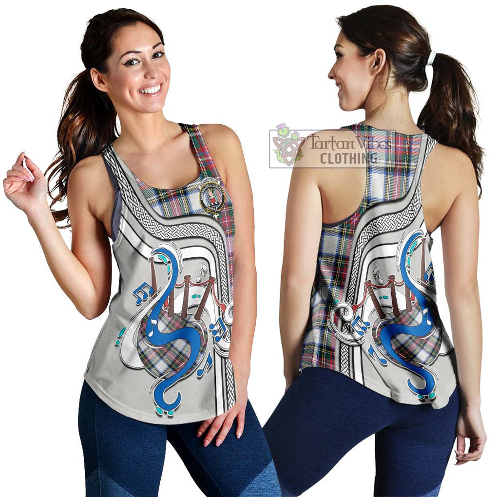 Dennistoun Tartan Women's Racerback Tanks with Epic Bagpipe Style 4XL - Tartanvibesclothing Shop