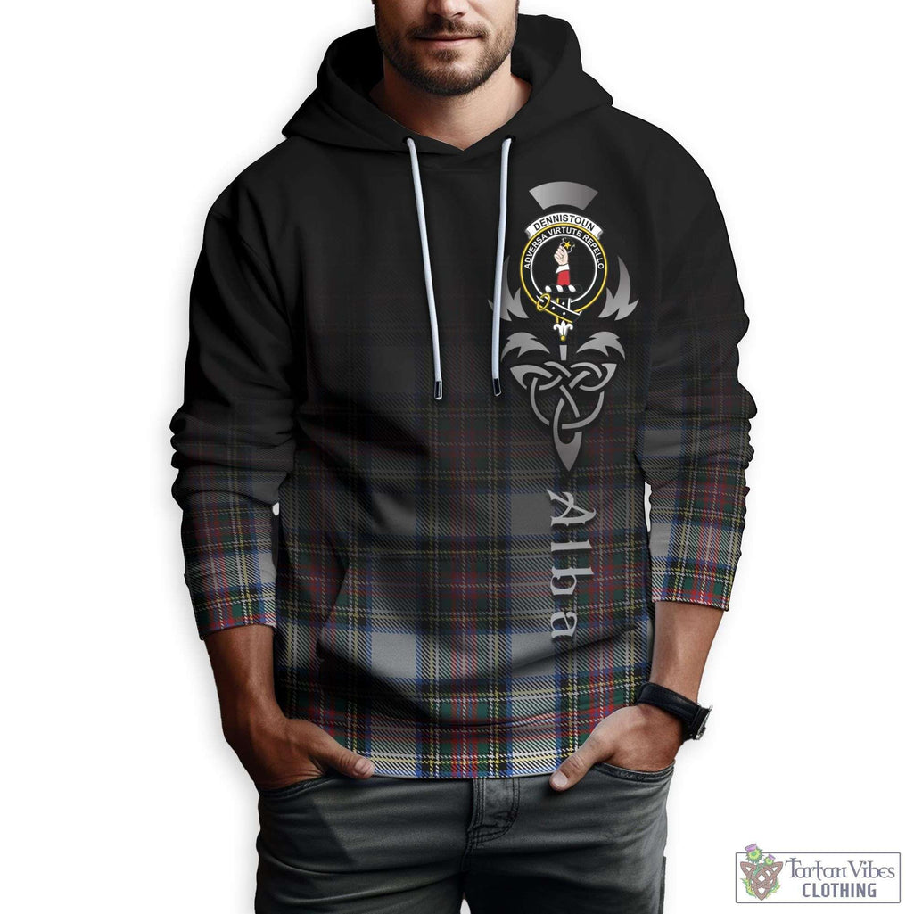 Tartan Vibes Clothing Dennistoun Tartan Hoodie Featuring Alba Gu Brath Family Crest Celtic Inspired