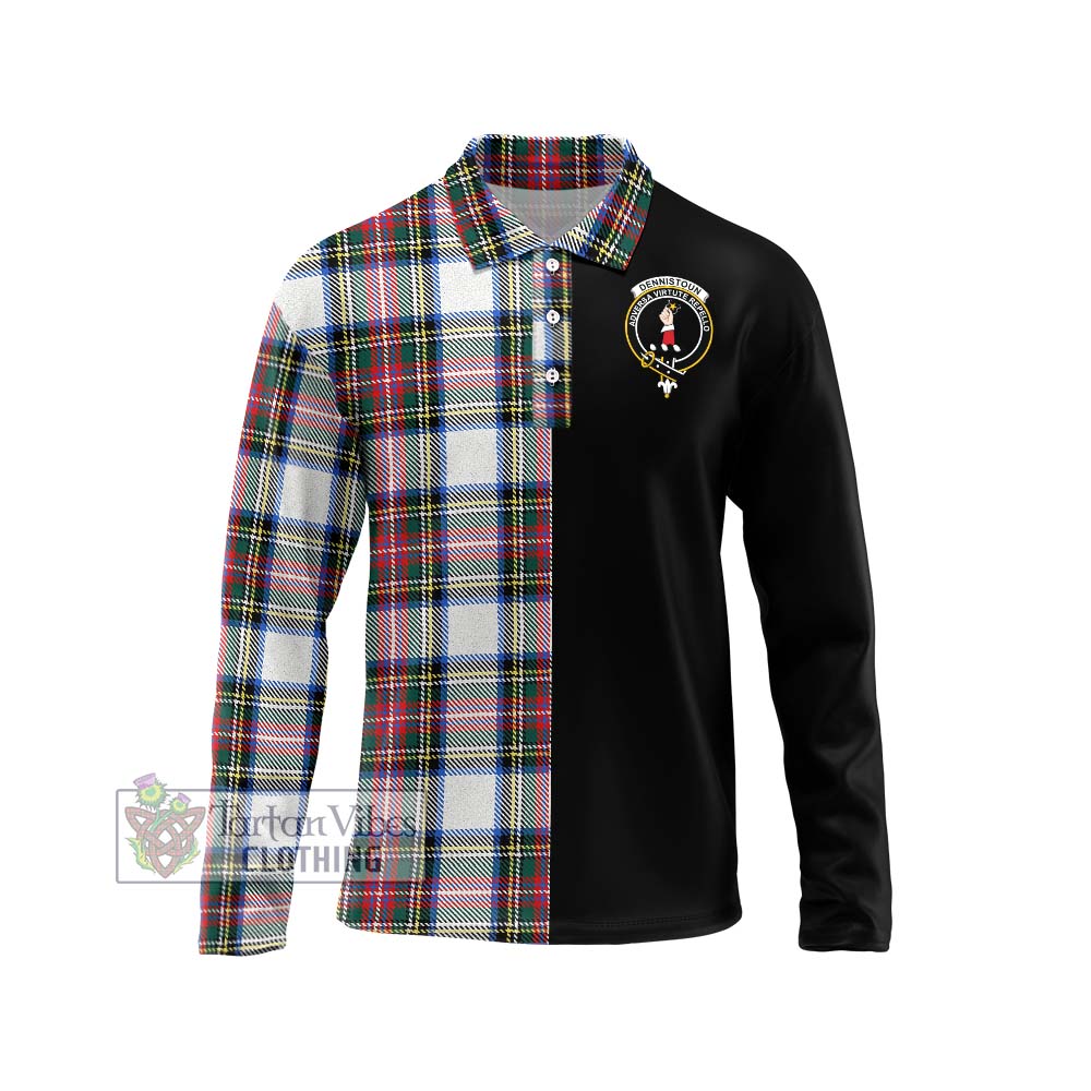 Dennistoun Tartan Long Sleeve Polo Shirt with Family Crest and Half Of Me Style Unisex - Tartanvibesclothing Shop