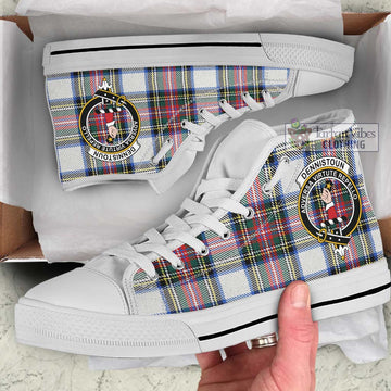 Dennistoun Tartan High Top Shoes with Family Crest