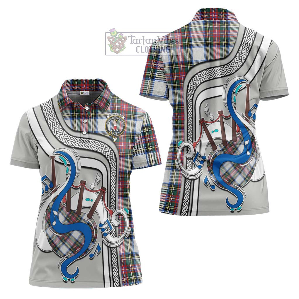 Dennistoun Tartan Women's Polo Shirt with Epic Bagpipe Style Women - Tartanvibesclothing Shop