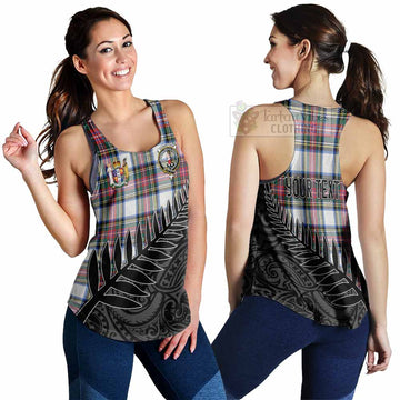 Dennistoun Crest Tartan Women's Racerback Tanks with New Zealand Silver Fern Half Style