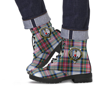 Dennistoun Tartan Leather Boots with Family Crest