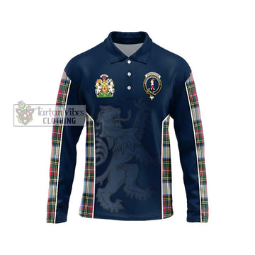 Dennistoun Tartan Long Sleeve Polo Shirt with Family Crest and Lion Rampant Vibes Sport Style