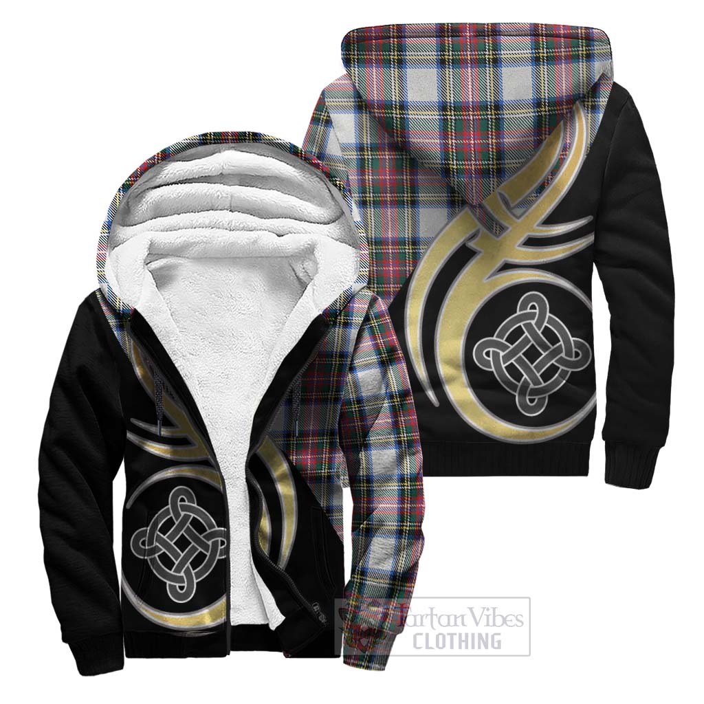 Dennistoun Tartan Sherpa Hoodie with Family Crest and Celtic Symbol Style Unisex S - Tartan Vibes Clothing