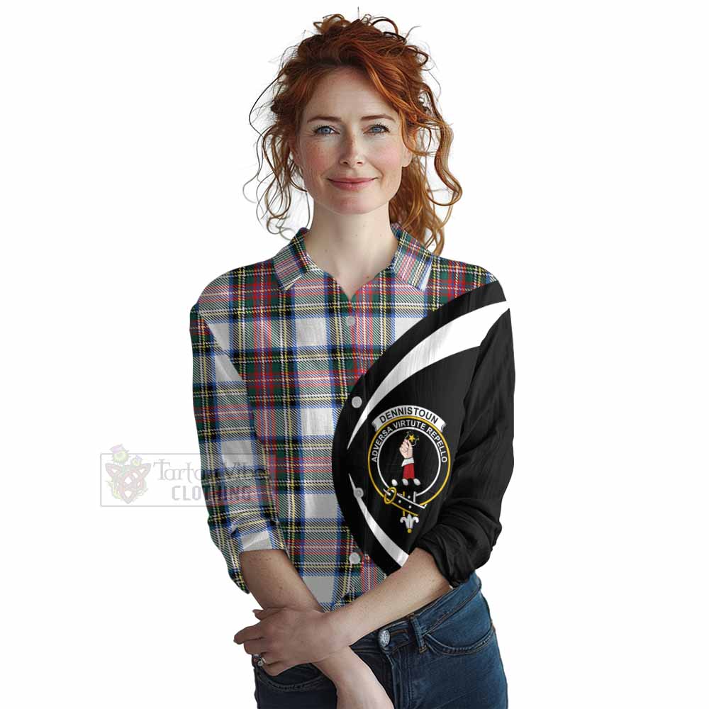 Tartan Vibes Clothing Dennistoun Tartan Women's Casual Shirt with Family Crest Circle Style