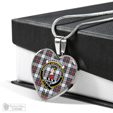 Dennistoun Tartan Heart Necklace with Family Crest