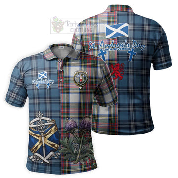 Dennistoun Tartan Polo Shirt Happy St. Andrew's Day Half Tartan Style