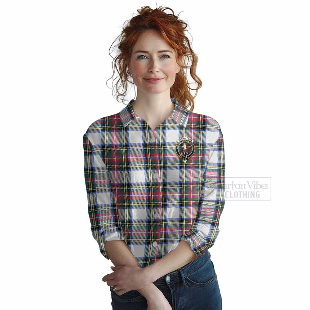 Tartan Vibes Clothing Dennistoun Tartan Women's Casual Shirt with Family Crest DNA In Me Style