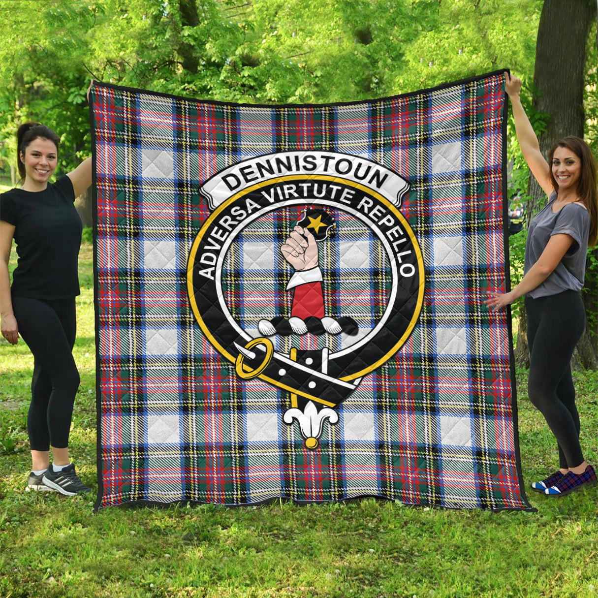 dennistoun-tartan-quilt-with-family-crest