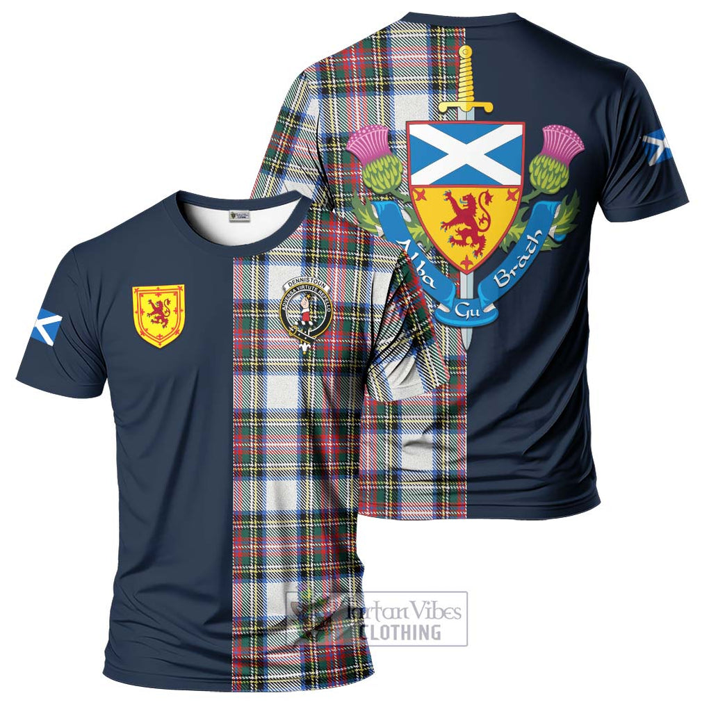 Tartan Vibes Clothing Dennistoun Tartan T-Shirt Alba with Scottish Lion Royal Arm Half Style