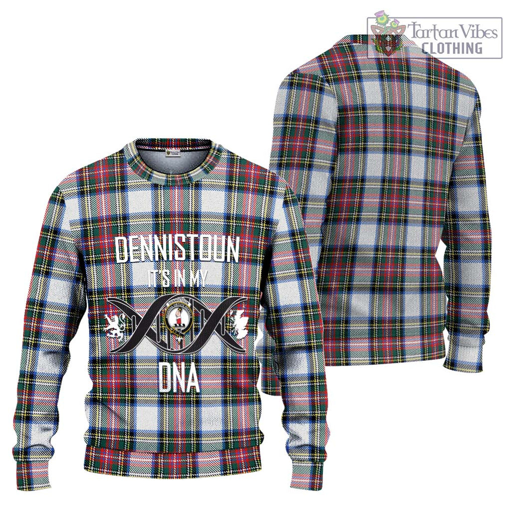 Dennistoun Tartan Knitted Sweater with Family Crest DNA In Me Style Unisex - Tartanvibesclothing Shop