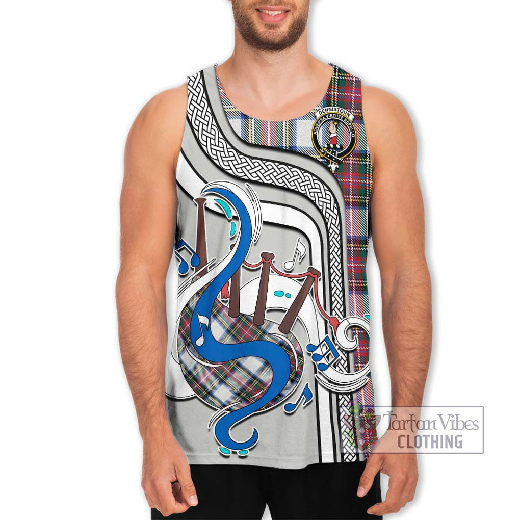 Dennistoun Tartan Men's Tank Top with Epic Bagpipe Style Men - Tartanvibesclothing Shop