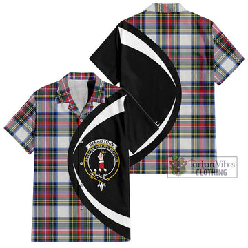 Dennistoun Tartan Short Sleeve Button Up with Family Crest Circle Style