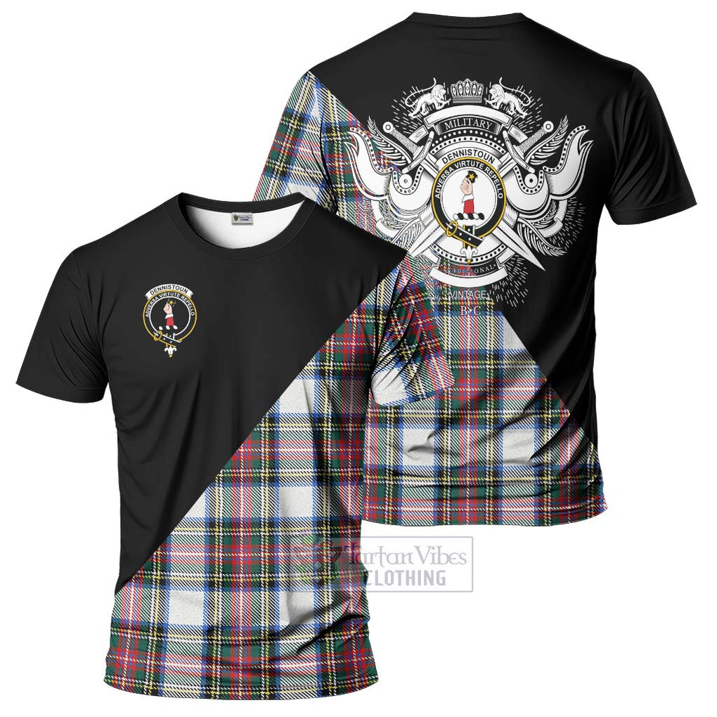 Dennistoun Tartan T-Shirt with Family Crest and Military Logo Style Kid's Shirt - Tartanvibesclothing Shop